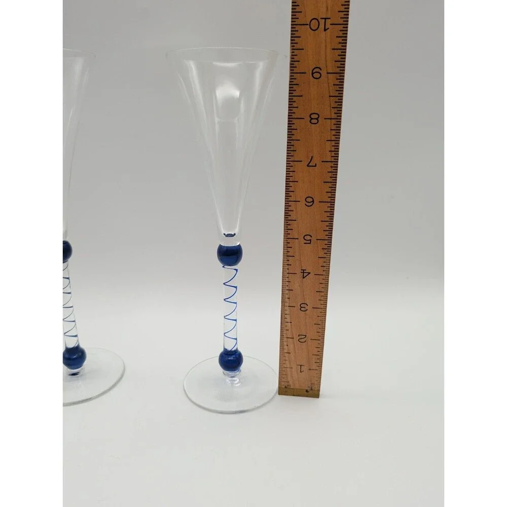 Martini & Rossi Asti Champagne Flute Glasses, Millennium 2000  Swirl Stem